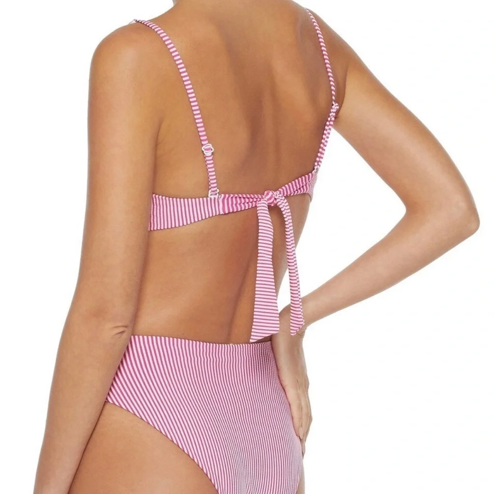 ONIA Jade O-Ring Pink Striped Bikini Top - Picture 3 of 4